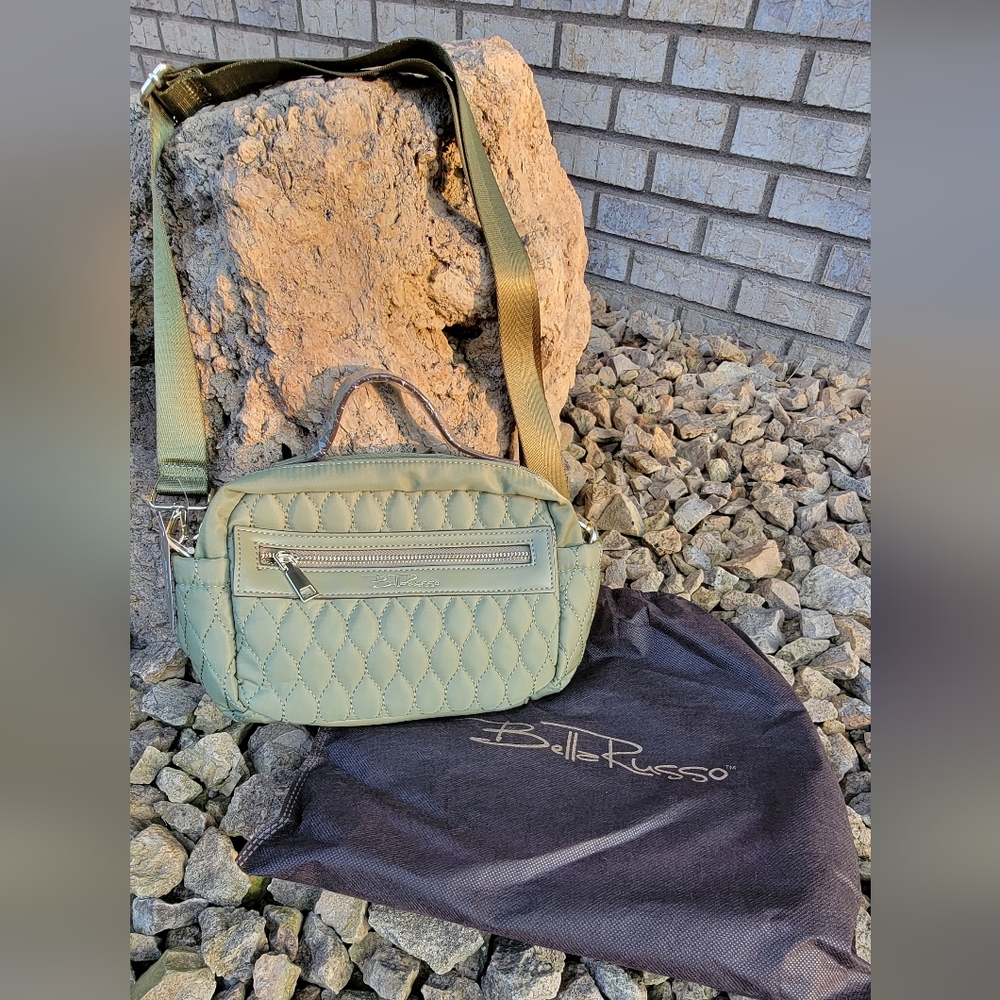 Bella Russo Quilted Crossbody Green Purse Bag NWT Never Worn